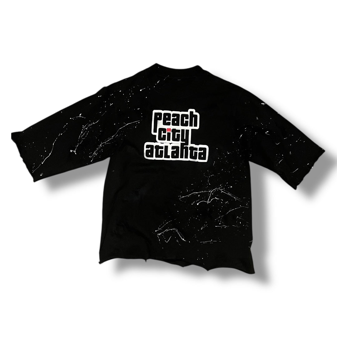 Peach City Atlanta cropped splatt painted t-shirt