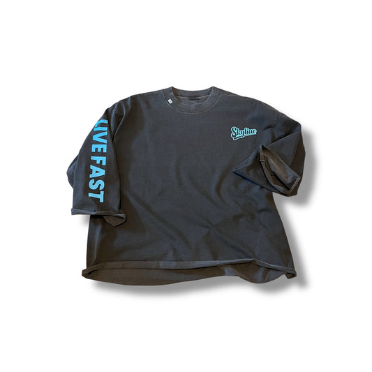 Live Fast cropped heavy t-shirt (reflective print)